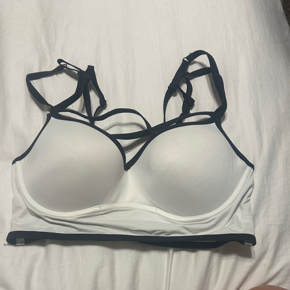 PINK Victoria's Secret White and Black Strappy Bra